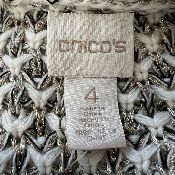 Chicos Womens Plus Texture Shine Gretchen Cardigan Open Fringe Sweater size XXL - Picture 9 of 14